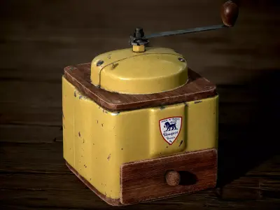 Old Coffee Grinder Peugeot Freres Low-Poly 3D Model Low-poly 3D model