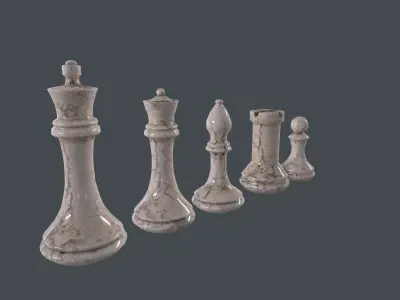 Chess set pieces 3D Model Low-poly 3D model