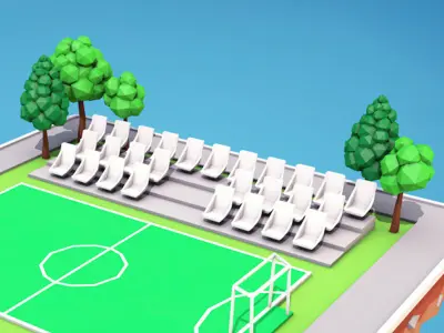 Cartoon Football Field Low-poly 3D model