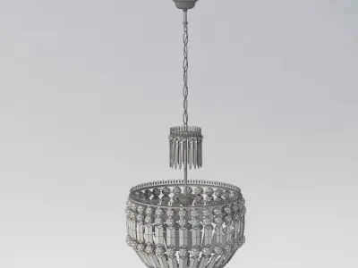 Midcentury French Cut Crystal Corbeille Style Chandelier 3D model