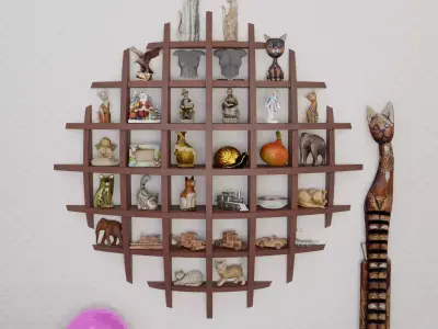 Wooden bookshelf library full with 33 models 3D model