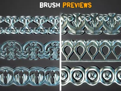 50 Ornamental Trim Brushes   Vol 46 Low-poly 3D model