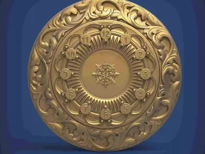 Carved clock for 3D printing and CNC 3D print model 11