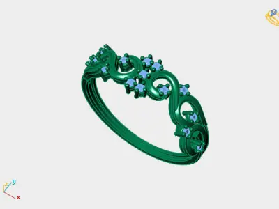 Women Ring Diamond Stone STL 3DM Lightweight Printable 3D print model 74