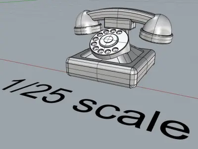 Miniature classic phone for model making 10th and 25th scale 3D print model