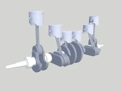 Crank Shaft 6 Cylinder Low-poly 3D model