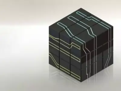 Cube with lines Free 3D model