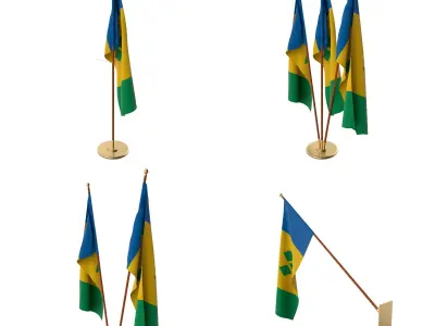 Saint Vincent And The Grenadines Flag Pack 3D model