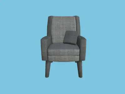 Gray Fabric Armchair Pillow - Furniture Interior Design Free low-poly 3D model