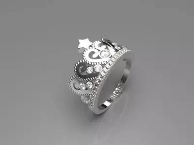 The crown jewelry cad 3d stl ring model jr00033 3D print model