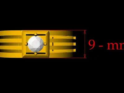 Gents Diamond Ring - 0032 3D print model