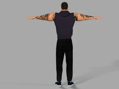 Muscular Gangster Character Low-poly 3D model