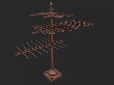 Old rusted tv antenna 2 Low-poly 3D model