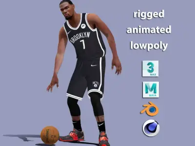 3D Rigged Kevin Durant NBA Low-poly 3D model