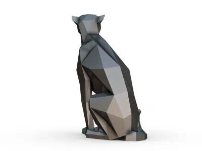 Cheetah low poly dog statue 3D print model