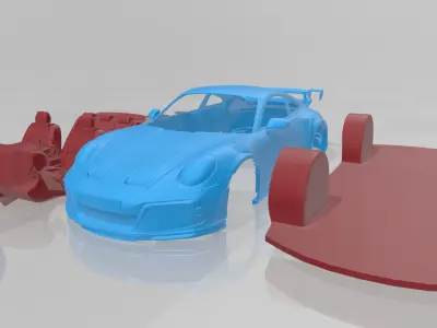 Porsche 911 TECHART GTstreet R 2022 - Separate Parts 3D Model 3D print model