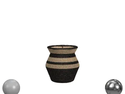 Striped Seagrass Tall Basket BlackNaturalStriped Seagrass  3D model