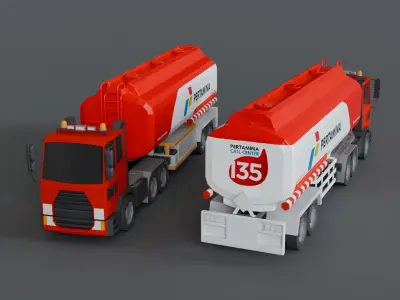 Indonesia Pertamina Petrol Tanker Car 070518 Low-poly 3D model