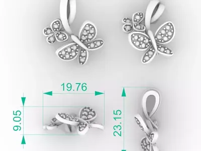 Exclusive Layered Butterfly Charm Pendant 3D print model