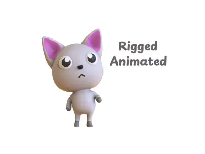 Cartoon Cat Little Cute - Rigged Low-poly 3D model