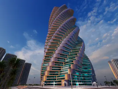 tower futuristic building with spiral design 3D model