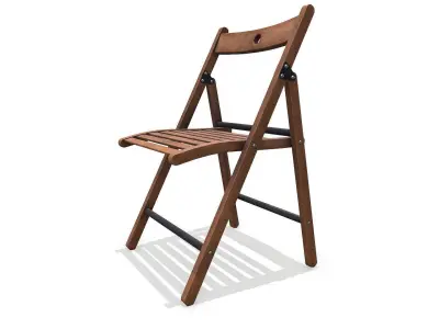 Old Wooden Folding Chair low-poly PBR Low-poly 3D model