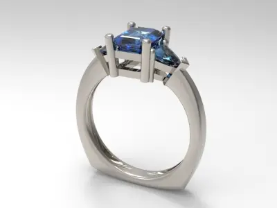 Three Gemstone Ring 3D print model 3D print model