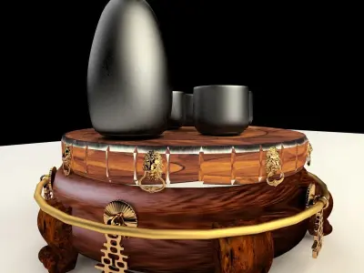 Chinese with display stand  with wine bottle  3D model