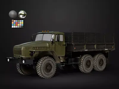 Military cargo truck Game Ready Low-poly 3D model