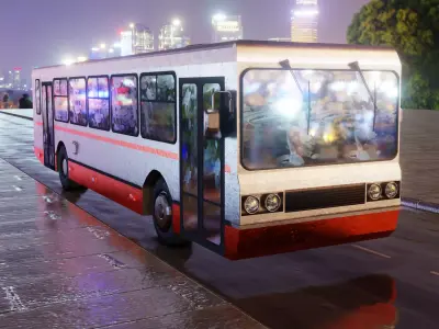 Old Rusty Bus Low-poly 3D model