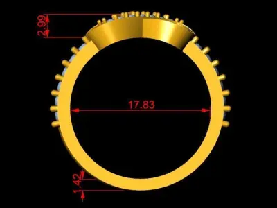 ladies Diamond Ring 3D print model 7