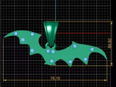 Golden Bat Pendant  3D Printable Model 3D print model