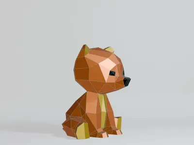 Polygonal Baby Bear Low-poly 3D model