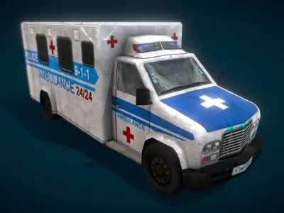 Ambulamce Car Low-poly 3D model