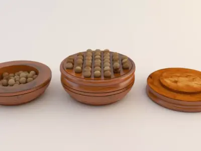BOARD GAME---Wood Peg Solitaire 3D model