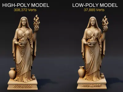 Hestia Statue Low-poly 3D model