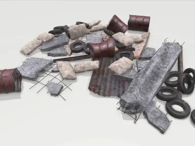 Debris Environment PBR Low-poly 3D model