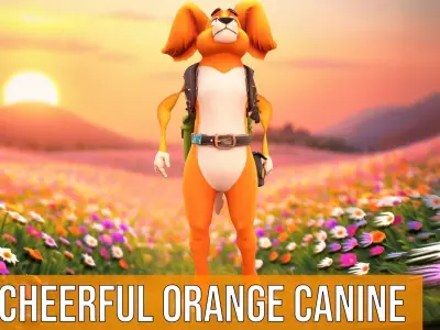 Cheerful Orange Canine model pack Low-poly 3D model