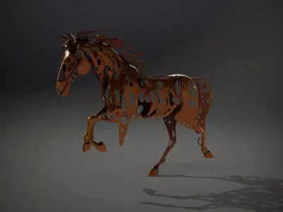 Bronze Filigree Horse model pack Low-poly 3D model