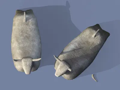 Stone bull statue Low-poly 3D model