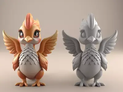 Adorable Baby Phoenix 3D Model 3D print model