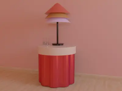 bedside table and lamp 3D model