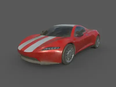 Generic Sport Car 01 DirtyRed Low-poly 3D model