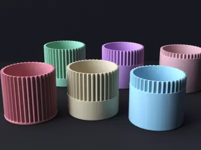 Botanical Bliss - 3D Printable Set of 6 Exquisite Flower Pots 3D print model