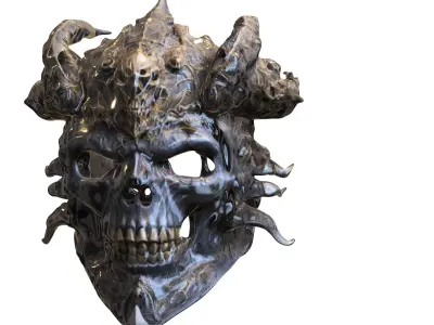 Demonic Skull Mask  Low-poly 3D model