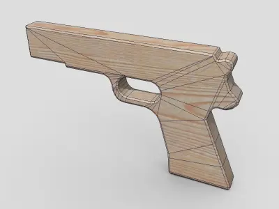 Wooden Toy Gun 2 Low-poly 3D model