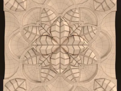 Decorative carving rosette mandala rectangular tiles 3D model