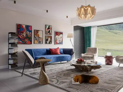 Luxury living room dining room interior scenes 48 3D model