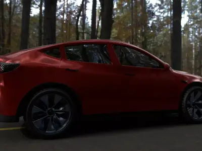 Futuristic Electric Sedan - Red Low-poly 3D model