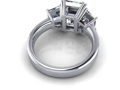 Three Stone Woman Ring V11 3D print model